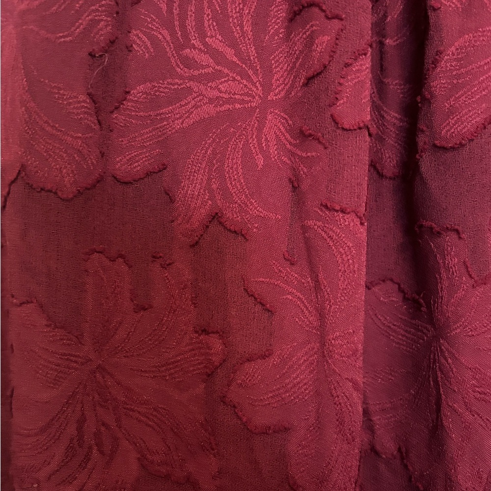 Lulus Burgundy Floral Jacquard Wrap Maxi Dress wedding guest prom - Picture 5 of 8